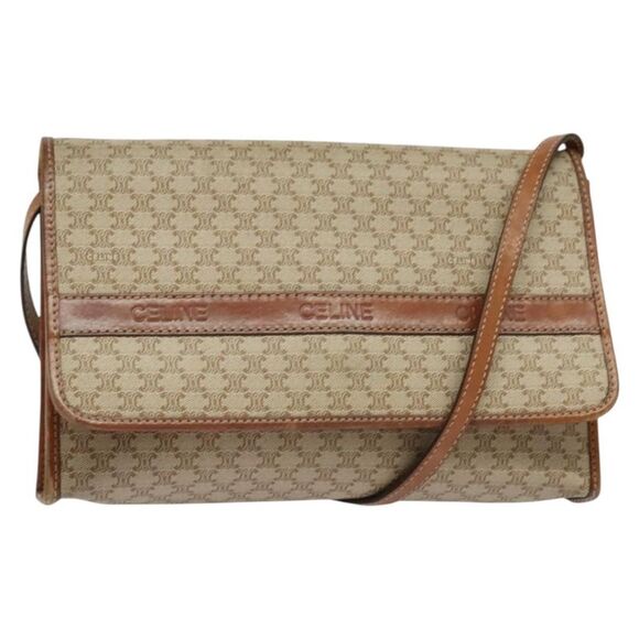 Céline Macadam Beige Canvas, Leather Shoulder Bag (Pre-Owned)